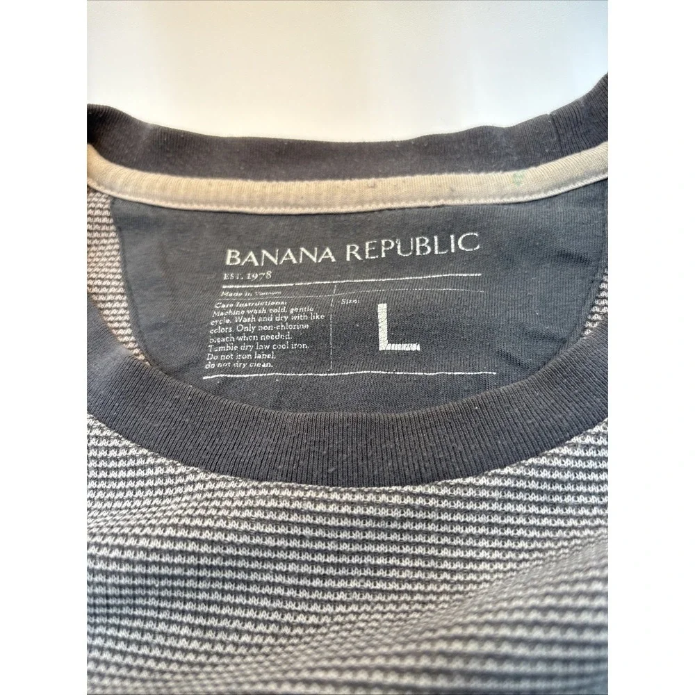 Banana Republic Thermal Style Long Sleeve‎ Shirt Mens Size Large Gray Cotton